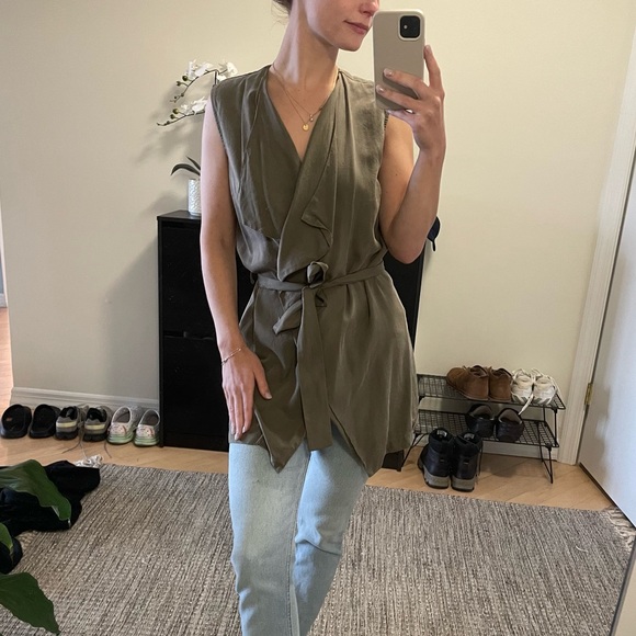 Nordstrom Army Green Belted Vest - Picture 1 of 5
